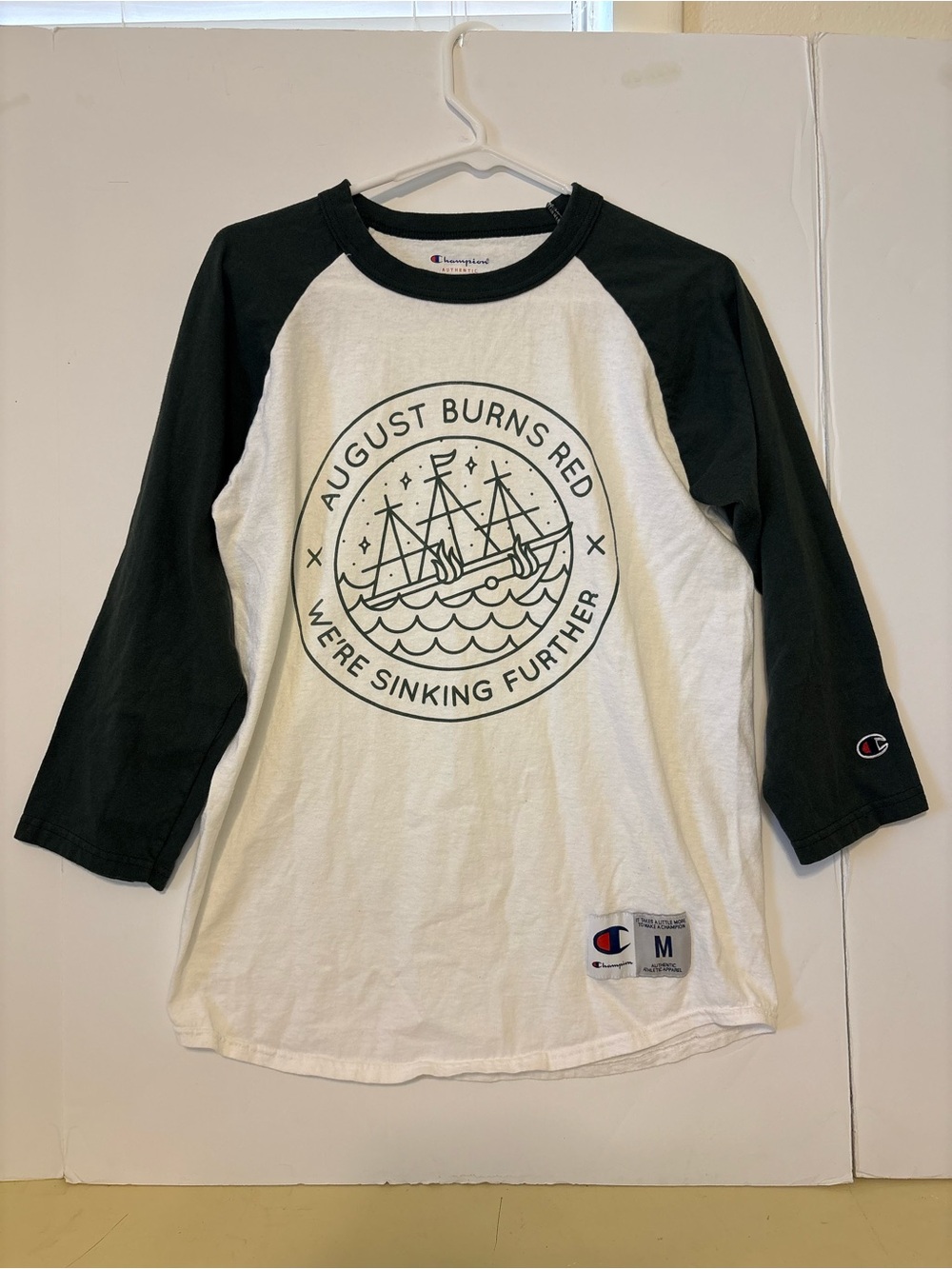 Champion Black & White Raglan Kids Shirt with August Burns Red Graphic